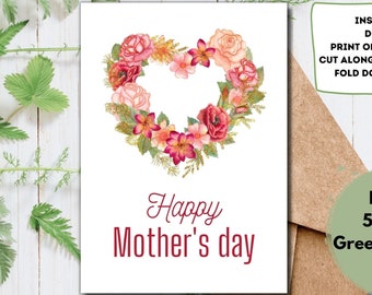 Printable Mother's Day Card, Printable Card, Cute Printable Mom Card, Instant Download, Card For Mom