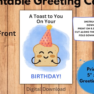 Happy Birthday Printable Card | Happy Birthday Card | Birthday Toast Card |  Toast Birthday Card | Toaster Card | Funny Birthday Card
