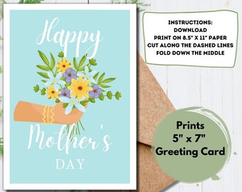 Printable Mother's Day Card, Printable Card, Cute Printable Mom Card, Instant Download, Card For Mom