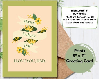 Printable Father's Day Card, Printable Card, Cute Printable Dad Card, Instant Download, Card For Dad