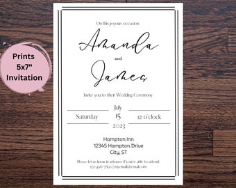 Editable Wedding Invite, Simple Minimalist Wedding Invitation, Printable Wedding Invite Template, Editable Invitation, PDF, JPG, PNG