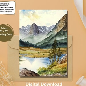 cartão imprimível | Cartão de aniversário da montanha | DOWNLOAD INSTANTÂNEO | Cartão de aniversário da floresta | Cartão de feliz aniversario | Cartão de última hora