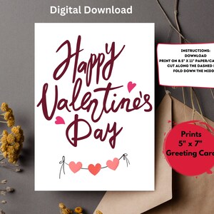 Printable Valentine Card, Printable Heart Valentine's Day Card, Printable Card / Instant Download PDF