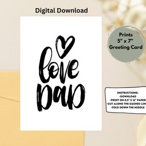 Druckbare Vatertagskarte, druckbare Karte, süße druckbare Papa-Karte, sofortiger Download, Karte für Papa, Schnurrbart-Karte
