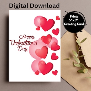 Druckbare Valentinstagskarte, druckbare Herz-Valentinstagskarte, druckbare Karte / Sofortiger Download PDF