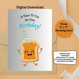 Happy Birthday Printable Card, A Toast to your Birthday Printable Card, Funny Printable Birthday Card, Instant Download