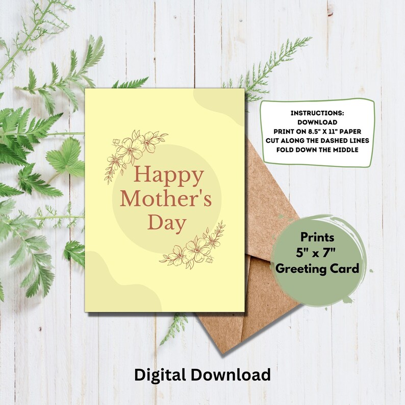 Printable Mother's Day Card, Printable Card, Cute Printable Mom Card ...