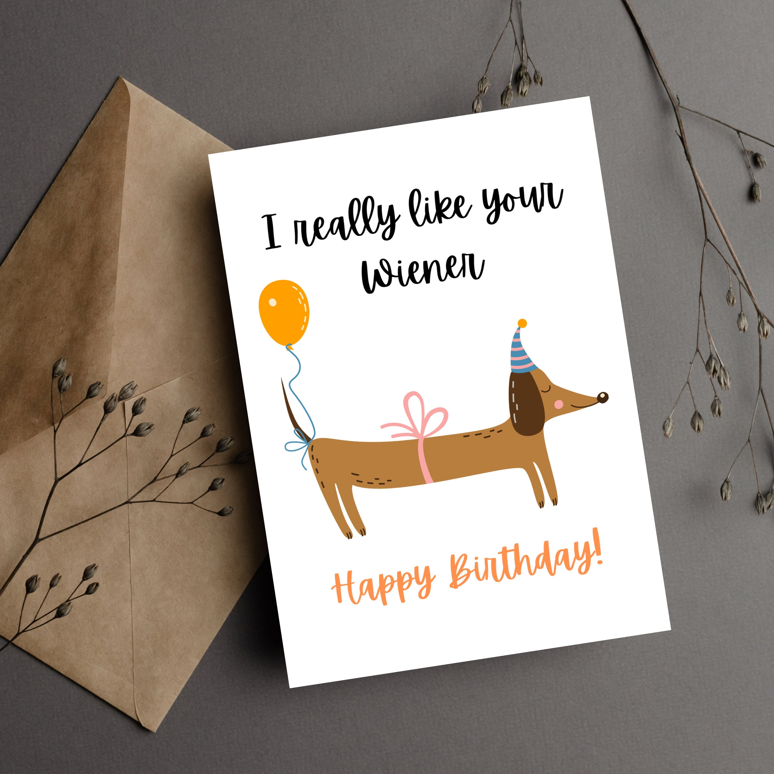 Dachshund Birthday Card Printable Birthday Card Naughty Birthday Card ...
