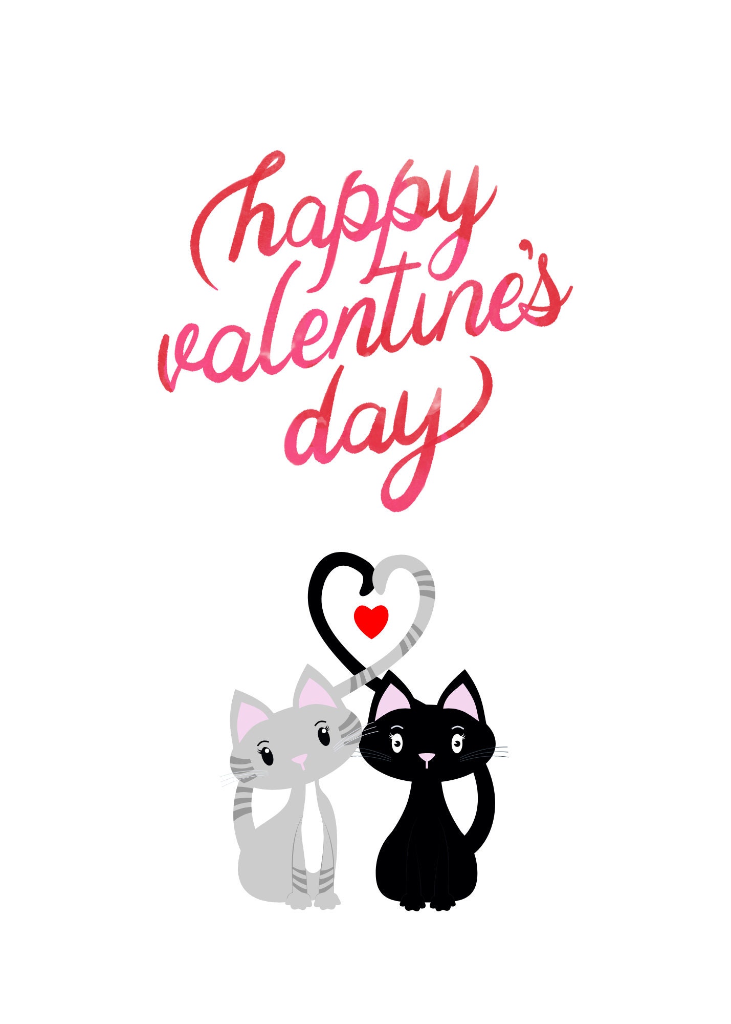 Printable Valentine Card Printable Cat Valentine s Day Card Printable Card Instant Download