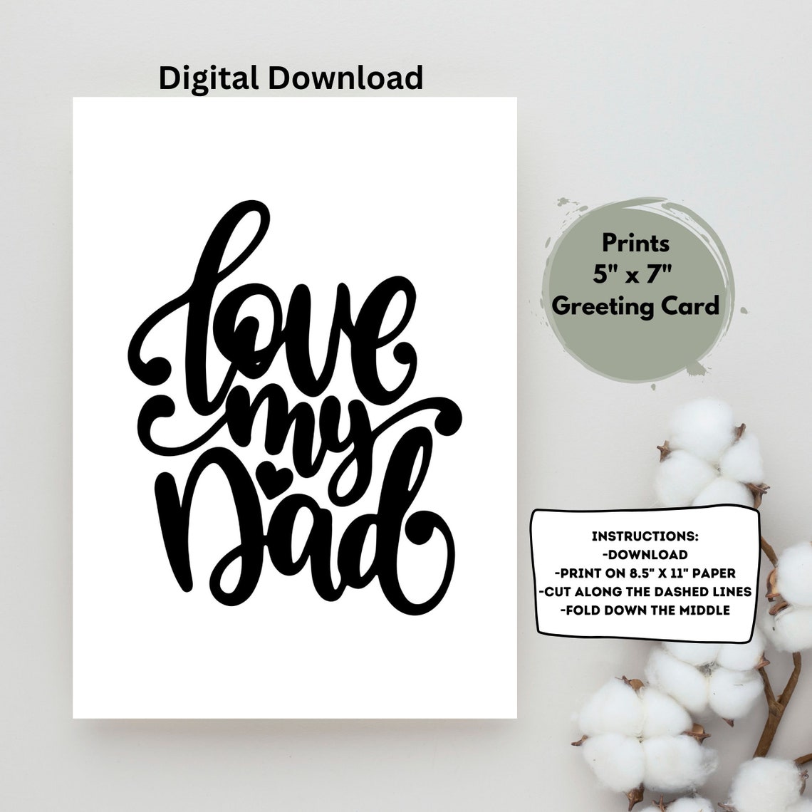 Printable Father's Day Card, Printable Card, Cute Printable Dad Card ...
