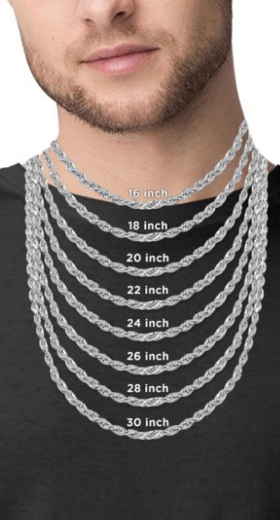 10mm 22-26 Solid Sterling Silver Diamond-cut Rope Chain Hand