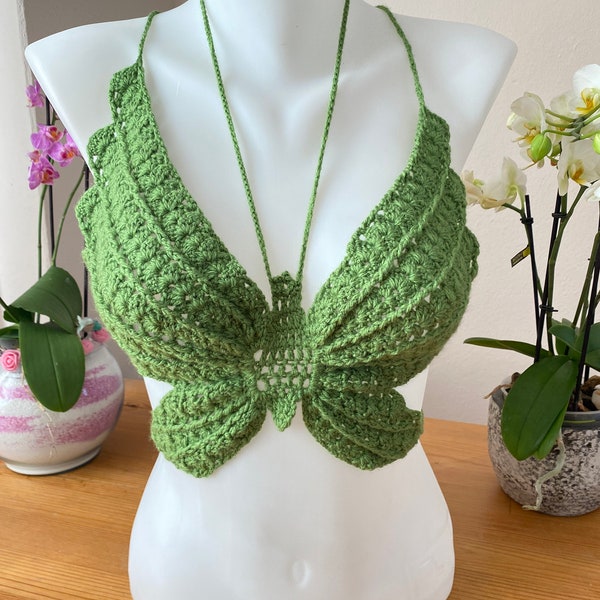 Top motif papillon au crochet, XS à 2XL, téléchargement numérique, PDF