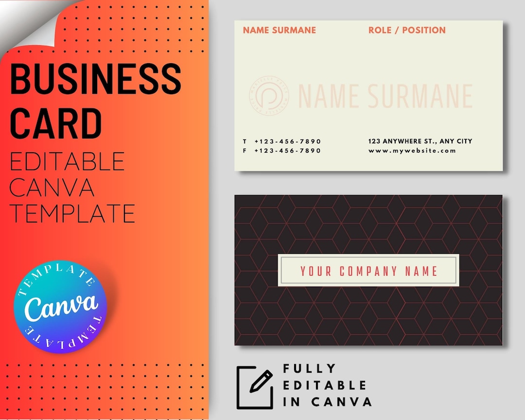 Business Card Canva Template, Instant Download, Editable Card, Canva Template, Printable, DIY