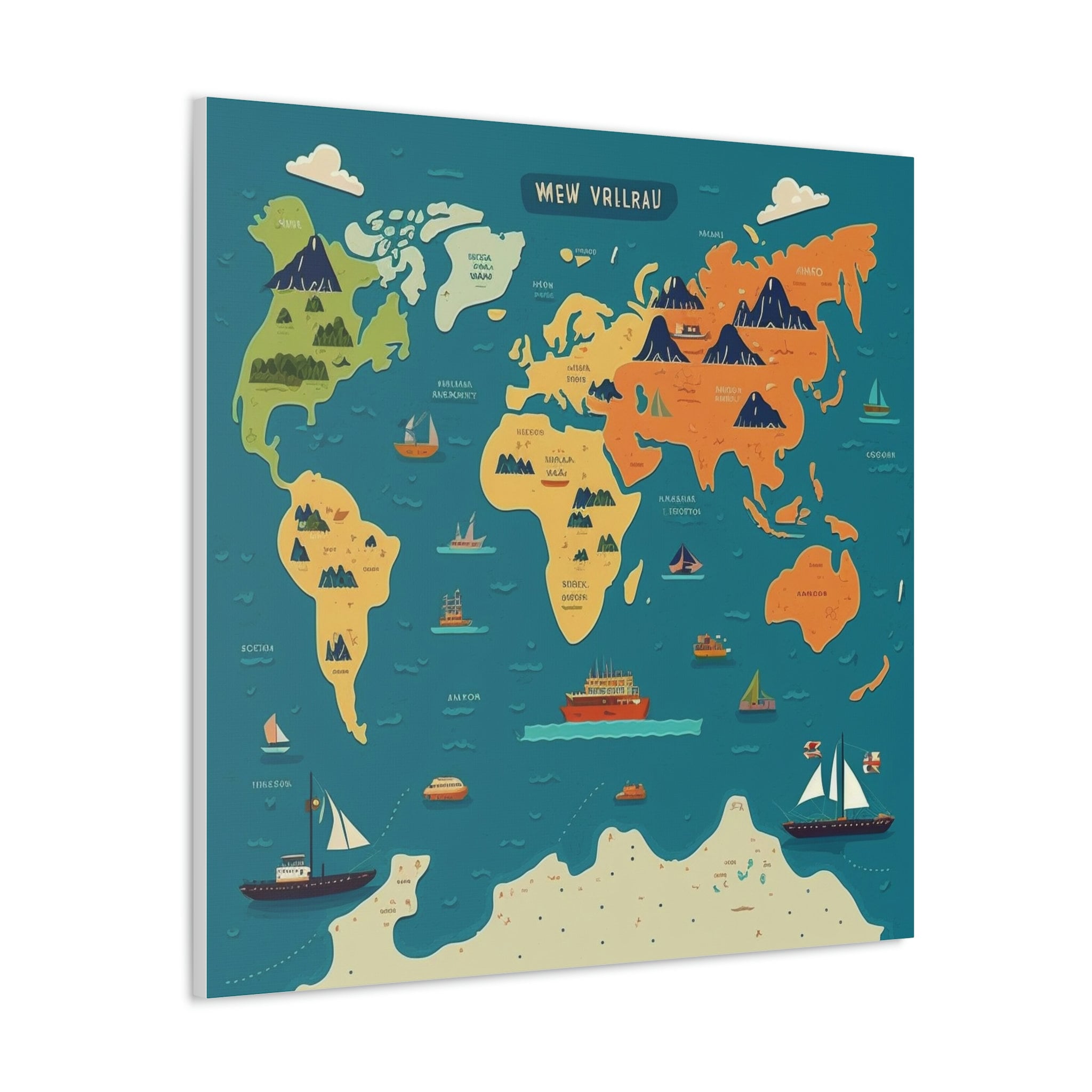 World Map for Kids Canvas. World Map for Kids Wall Art. World Map for Kids Wall Art Canvas