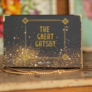 Book Bag &#39;&#39;The Great Gatsby&#39;&#39; , Book Clutch  Book Purse, Book Shaped Bag, Unique bag; Gift for book lovers; Gift for women, gothic