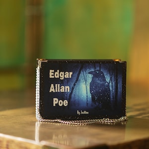 Book Bag &#39;&#39;Edgar Allan Poe&#39;&#39; , Book Clutch  Book Purse, Book Shaped Bag, Unique bag; Gift for book lovers; Gift for women, gothic