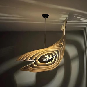 DIY Whale Lamp Kit - Create Your Own Coastal Decor Lamp with our Easy-to-Assemble Gift Set. Unique Design Wooden Pendant Ceiling Chandelier.