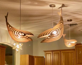 Wal 39-50 &quot;Holz Anhänger Licht Kronleuchter, Hängelampe, Leuchte Decke, Kinderzimmer Beleuchtung, Housewarming Geschenk aus Holz, DIY Kit Holz