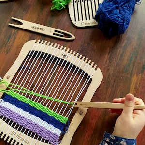 Square Loom Weaving Kit, Wooden Frame Loom Beginner, Personalized Starter Gift Set, Mug Rug Loom, Rectanqular Tapestry Loom, Weave a Coaster