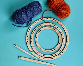 Round Weaving Loom Set: Birch Tapestry Kit for Beginners