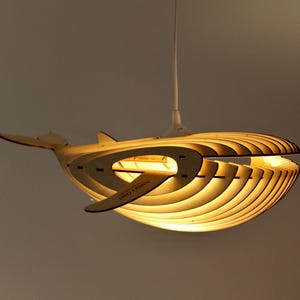 Wooden Whale Ceiling Light: Nautical Chandelier, Coastal Decor - DIY Kit Option