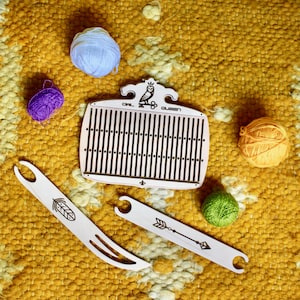 Personalized Weaving Loom with Shuttles. Gift Set - Rigid Heddle Weaving Board Starter Kit. Backstrap Weaving. Band Weaving. Hand Weaving.