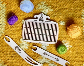 Personalized Weaving Loom Kit: Rigid Heddle Board with Shuttles