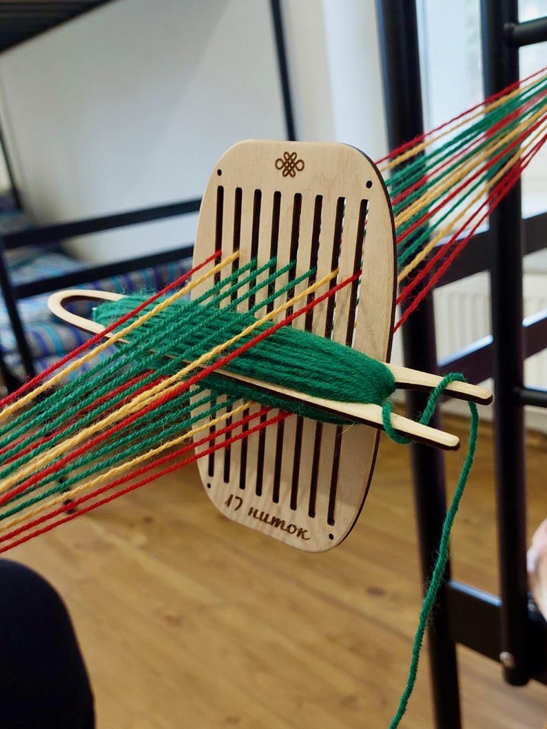 Personalized Square Weaving Loom Kit: Beginner Tapestry Weaving, Plywood Frame Pocket 21 treads