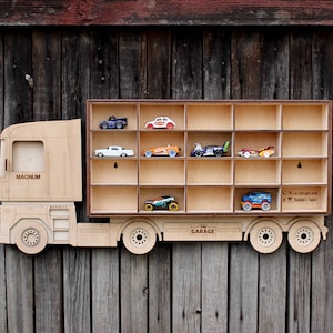 Truck Shelf - scale model cars stand, Hot Wheels storage, Toy Cars garage, Toy Box, collectible cars display, scale model trucks, boys toys.
