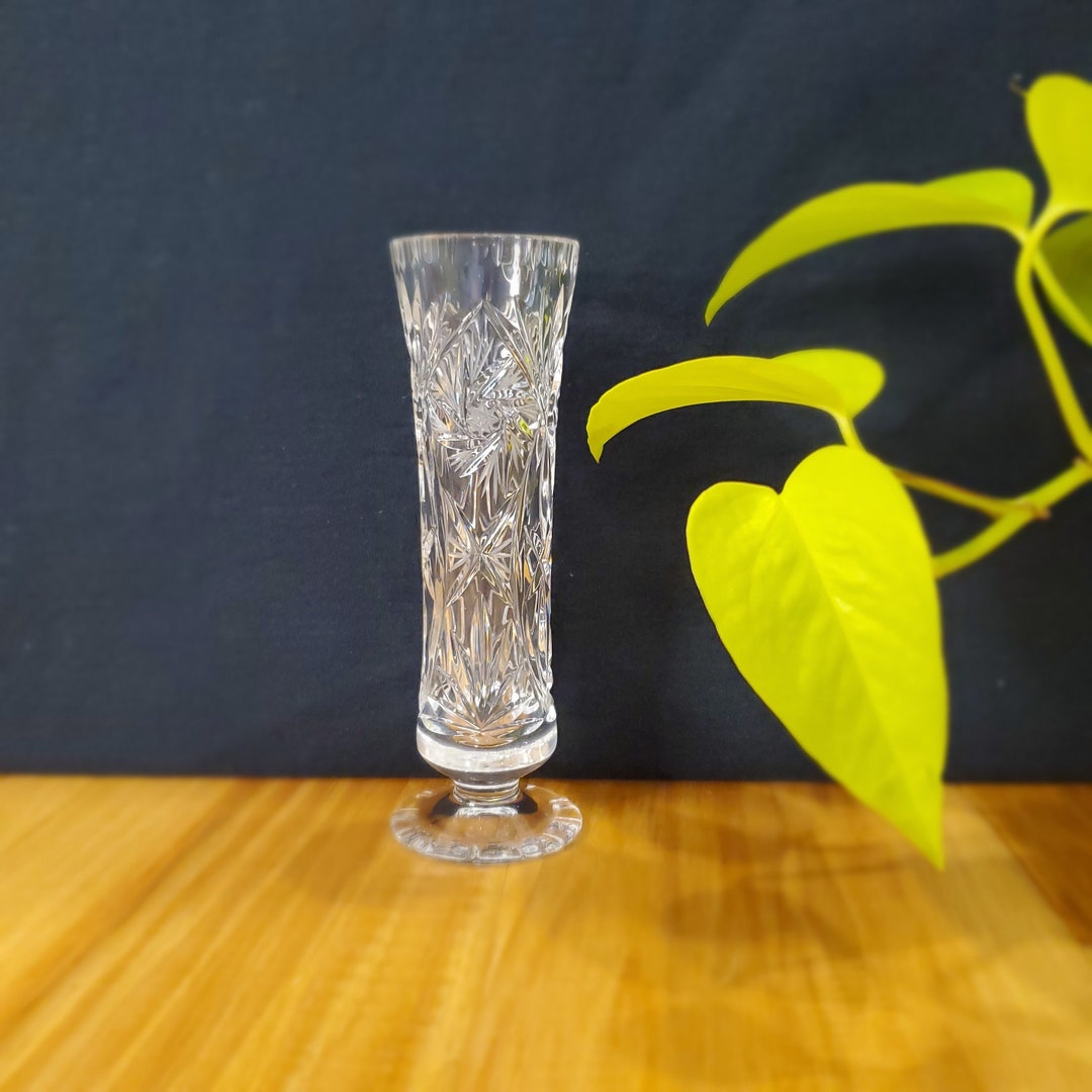 Vintage Leaded Crystal Pinwheel Flower Vase Etsy