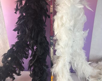 Vintage Feather Boas White Black Glamorous Look Costume
