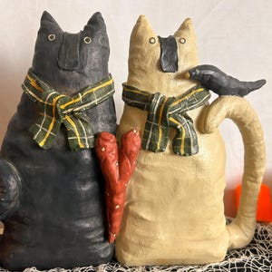 Vintage Primitive Cat Folk Art Figure Halloween Cat Decor