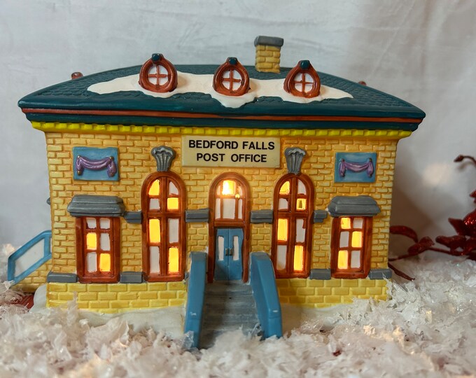 Vintage Wonderful Life Village Lighted Building Bedford Falls Post