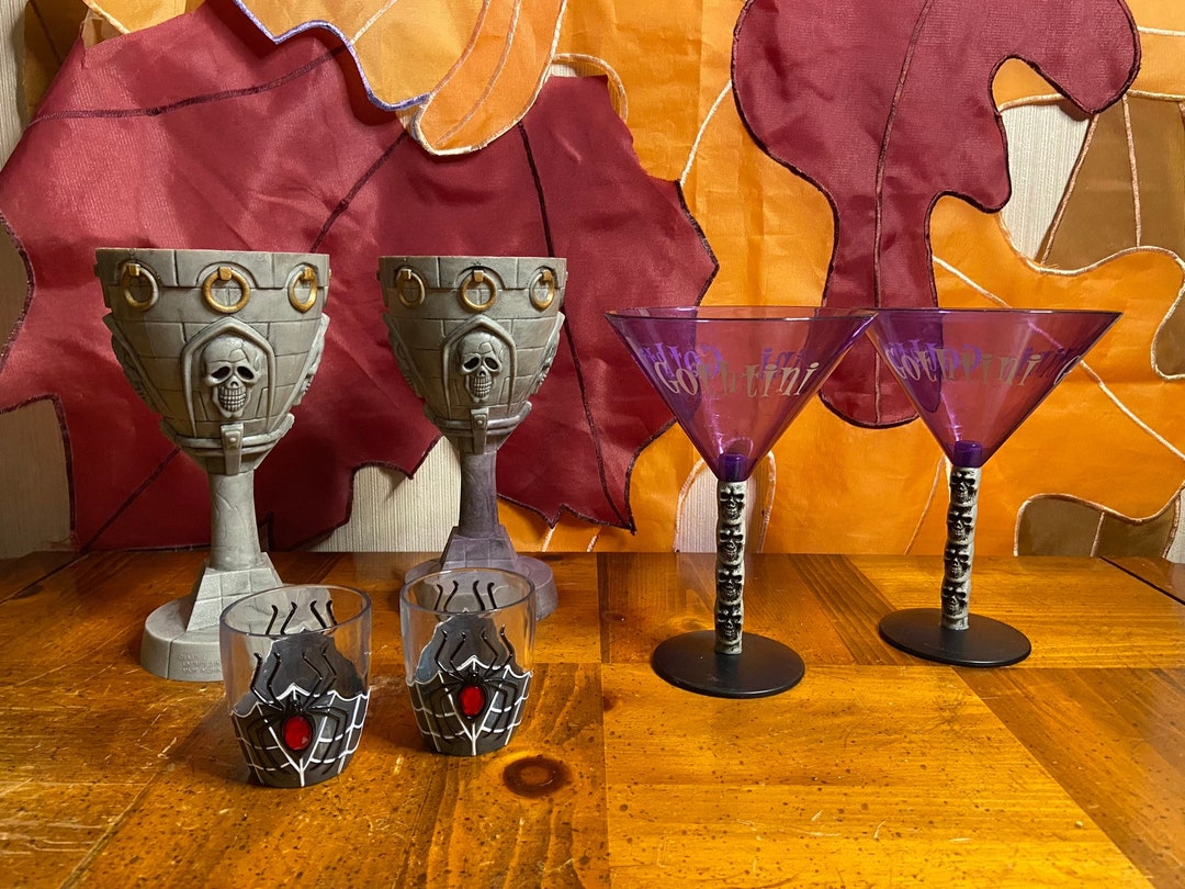 Gothic Halloween Themed Goblets and Shot Glasses 3 Different Sets Etsy