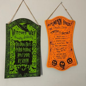 Vintage Rustic Wooden Halloween Signs Spooky Drinks and Devilish Desserts Sold Separately