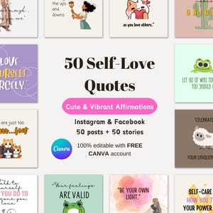 Self Love Instagram Quotes | Social Media Quotes | Editable Templates | CANVA Ready | Self Love Instagram | Post Quotes | Instagram Kit