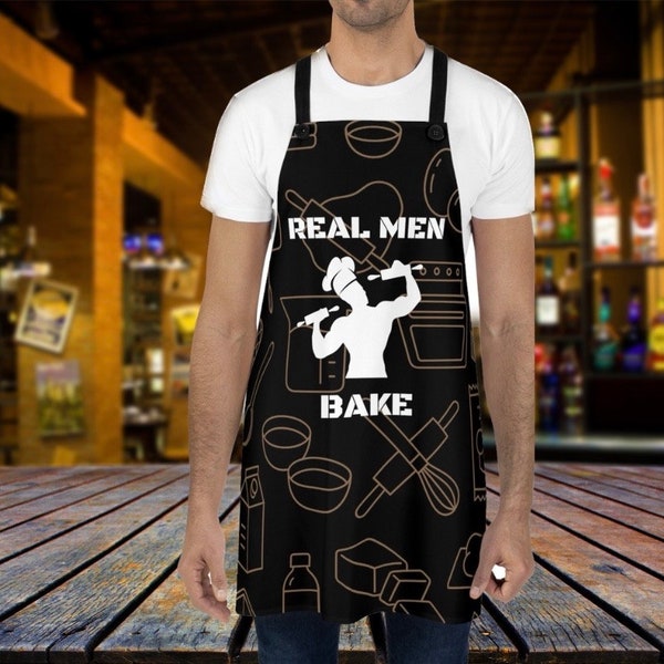 Real Men Bake, Husband Gifts, Male Bakers, Housewarming Gift For Men, Workout Apron, Hostess Gift, Funny Apron, Gym Apron, Muscle Guy