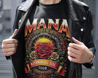 New!!! MANA Rayando El Sol Tour Unisex Softstyle T-Shirt Vintage Mana Concert Shirt Mana Tour TShirt Spanish Rock Shirt Mana Graphic TShirt