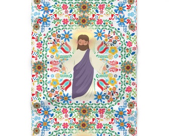 Jesus Soft Fleece Baby Blanket, Baptism, First Communion, Baby Shower, Baby Blanket, Catholic Gift