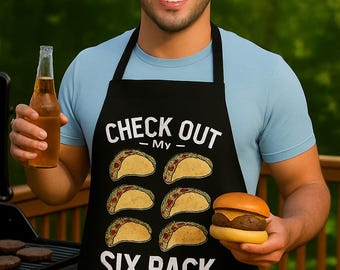 Check Out My Six Pack Taco Apron Funny Mens Apron Taco Lover Gift Funny Cookout Apron Taco Tuesdays Mens BBQ Apron Mens Gym Gift