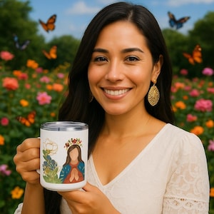 Ave Maria Coffee Mug Virgin Mary Latin Prayer Catholic Gifts For Women Floral Religious Mug Blessed Coffee Mug Our Lady Of Guadalupe Mug
