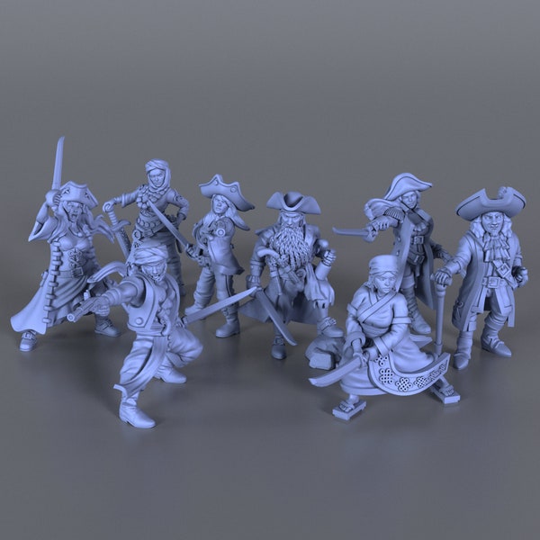 Historical Pirate Miniatures Pack | 28mm - 32mm scale | Tabletop RPG | Wargaming  | 3D resin printed  | unpainted