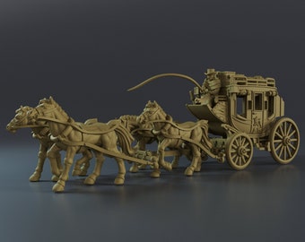 Medieval Stagecoach Wagon Miniature | 32mm scale | Tabletop RPG | Wargaming  | 3D resin printed  | unpainted