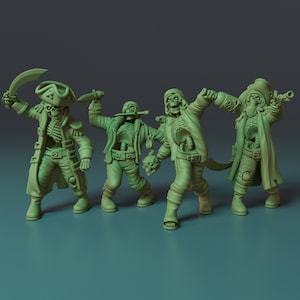 Pirate Skeleton Crew Miniatures Bundle| 28mm - 32mm scale | Tabletop RPG | Wargaming  | 3D resin printed  | unpainted