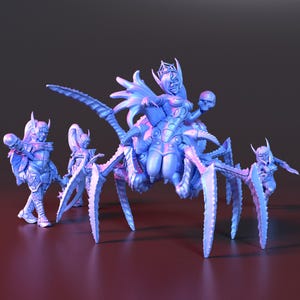 Dark Elven Drider and Drow Miniature Set | 28mm 32mm scale | Tabletop RPG | Wargaming  | 3D resin printed  | unpainted