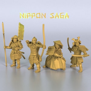 Japanese Samurais Miniatures Set | 28mm - 32mm scale | Tabletop RPG | Wargaming  | 3D resin printed  | unpainted