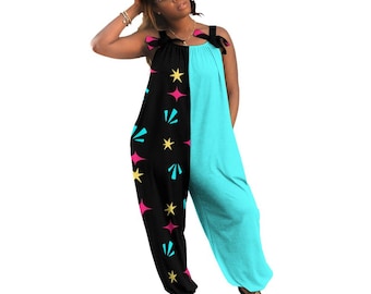 You’re a retro star Spaghetti Strap Jumpsuit(All-Over Printing)