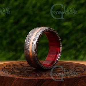 Damascus Whiskey Barrel Steel Ring / Man Wood Wedding Ring / Man Promise Ring Damascus Steel Ring Man Ring Engagement Ring Man Wedding Band