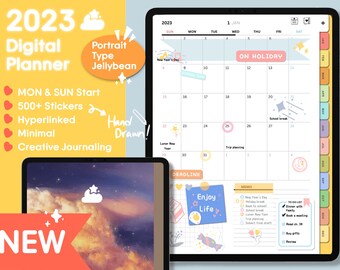 Digital Planner – JELLYBEAN・Illustrated Covers & Cute Stickers・Hyperlinked・Goodnotes