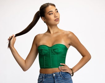 Emerald Silk Organza Bustier